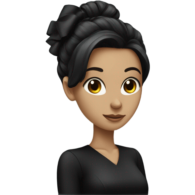 dark hair luxury female wearing black bow in hair emoji