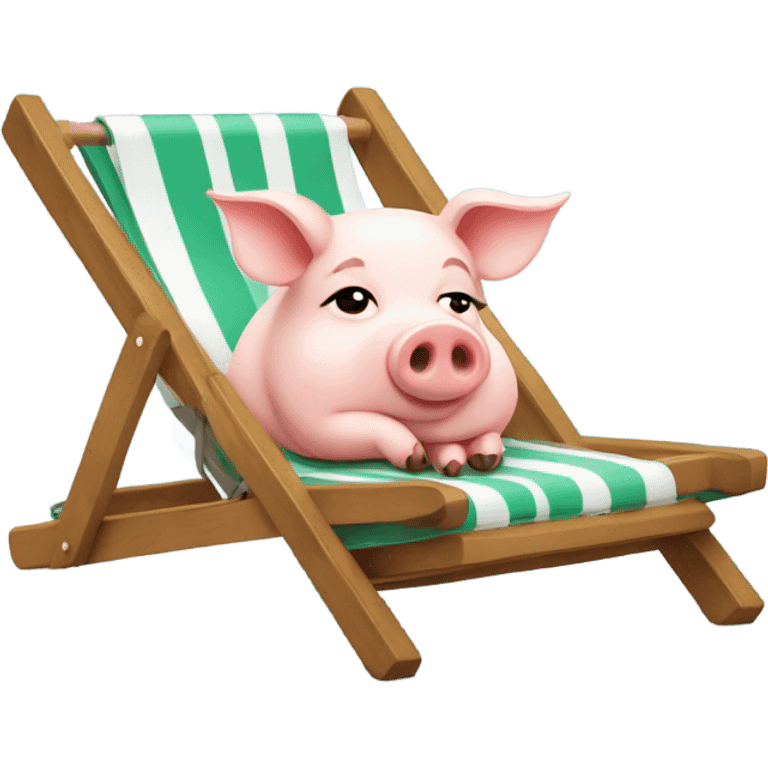 Rich pig lying on the deckchair emoji