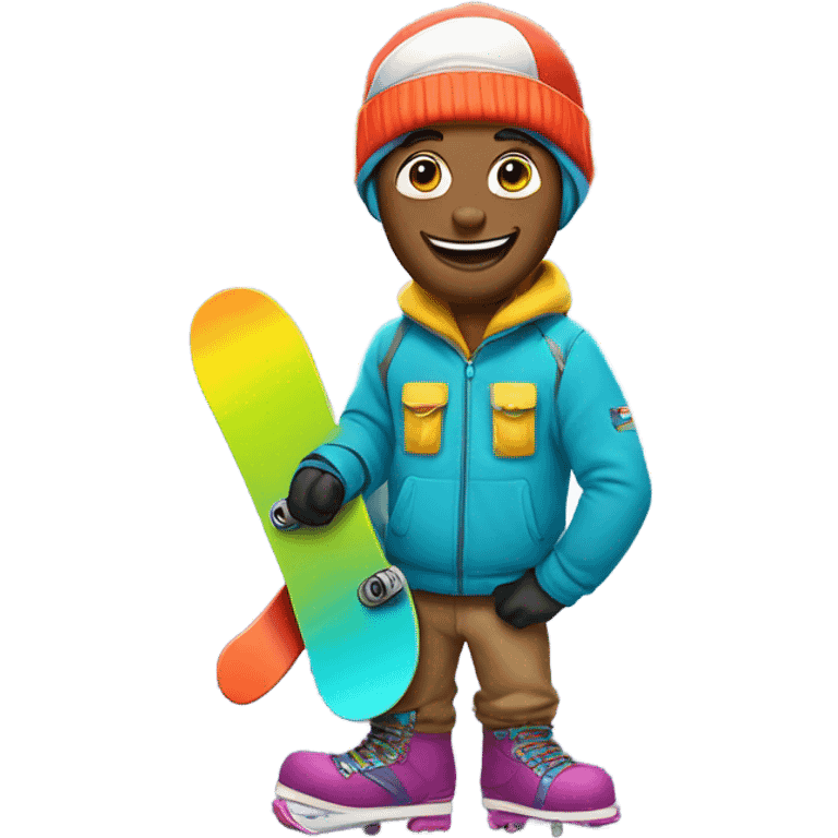 Happy snowboard man emoji