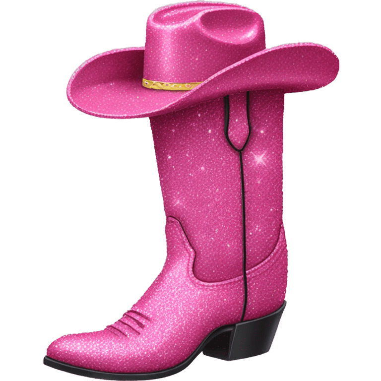 Pink glitter cowboy boot emoji