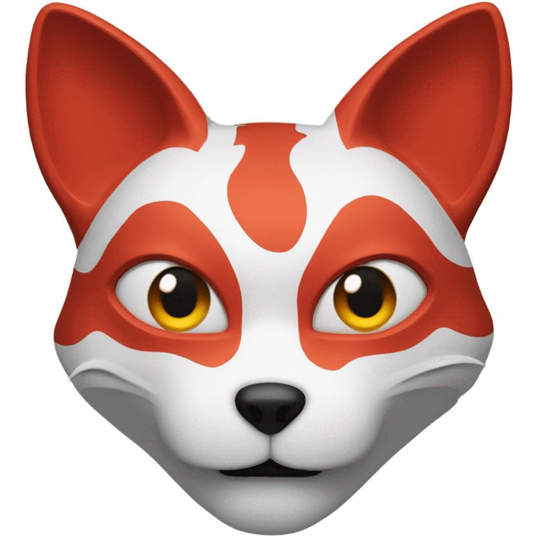 red kitsune mask, shocked face emoji