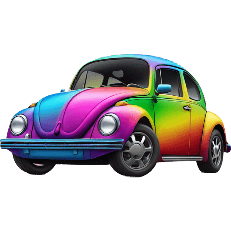 neon rainbow hippie vw beetle emoji