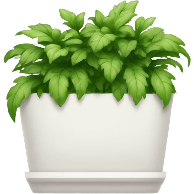 Very Long white rectangular flower pot with green plants only emoji