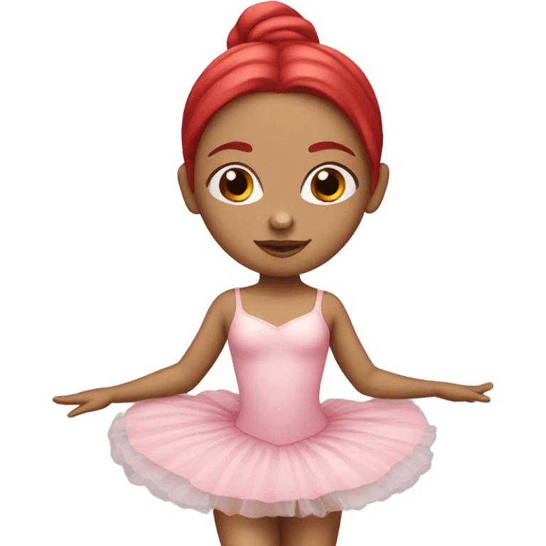 White skin ballerina with pink dress and red hair emoji