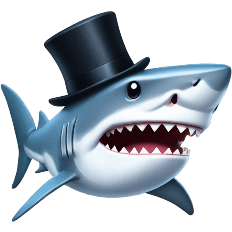 Shark with a top hat emoji