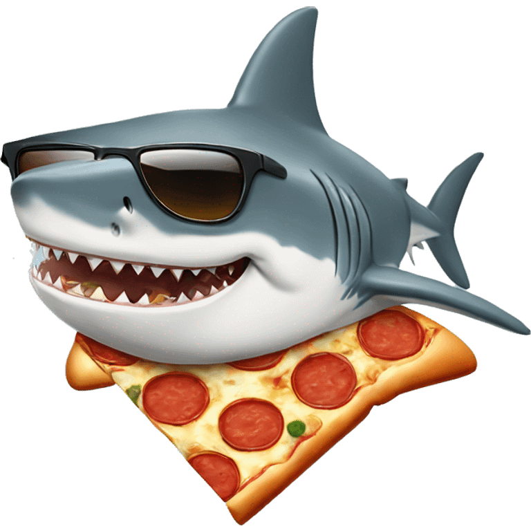 Shark wearing a hat with sunglasses and a pizza emoji