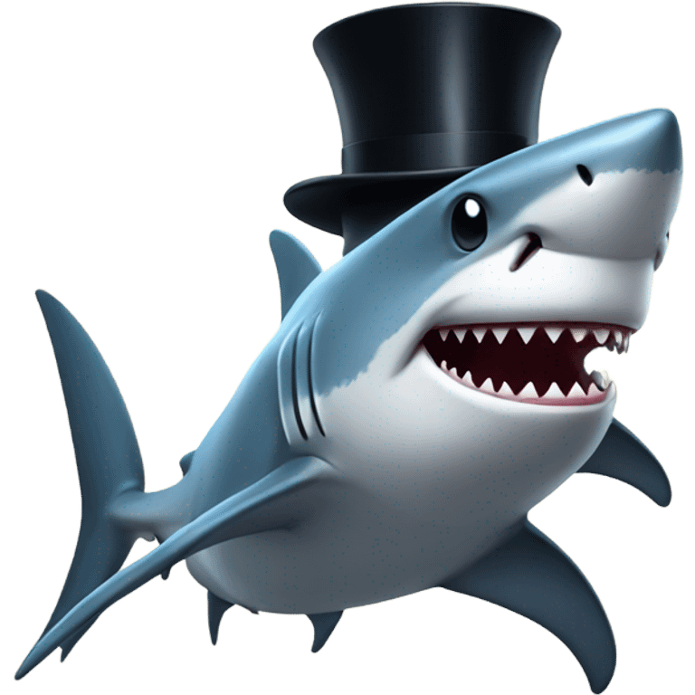 Shark with a top hat emoji