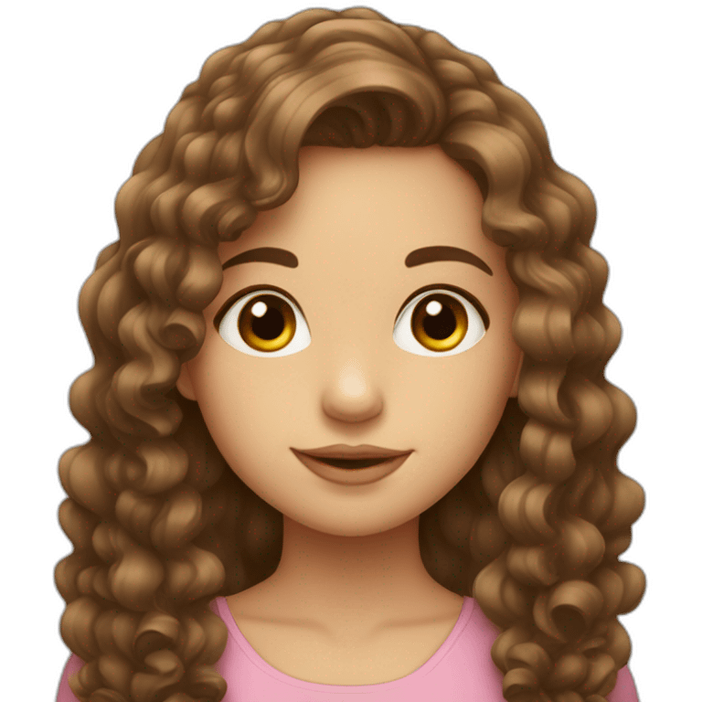 beautiful-girl-with-long-curly-brown-hair-with-a-bow emoji