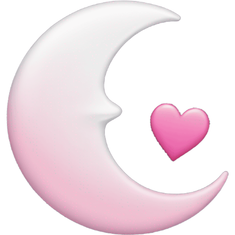 crescent white moon with pink heart emoji