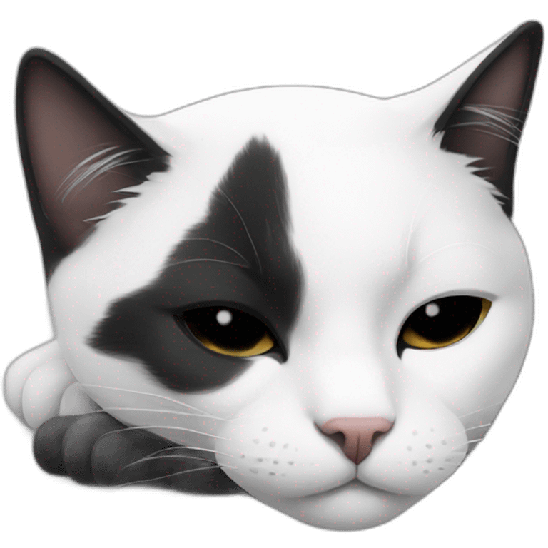 Black and white Sleeping cat emoji