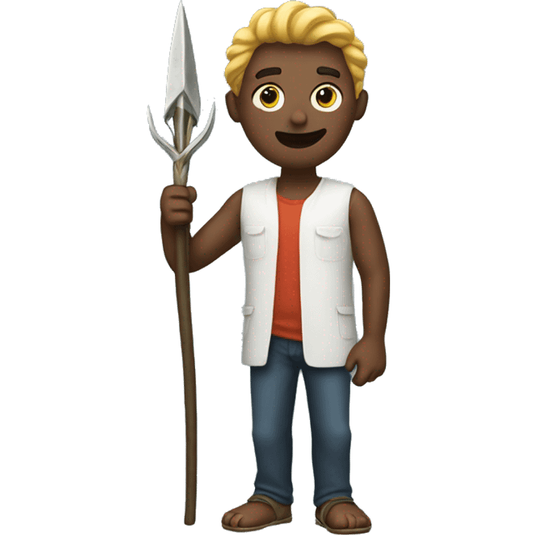 Man standing with a trident emoji