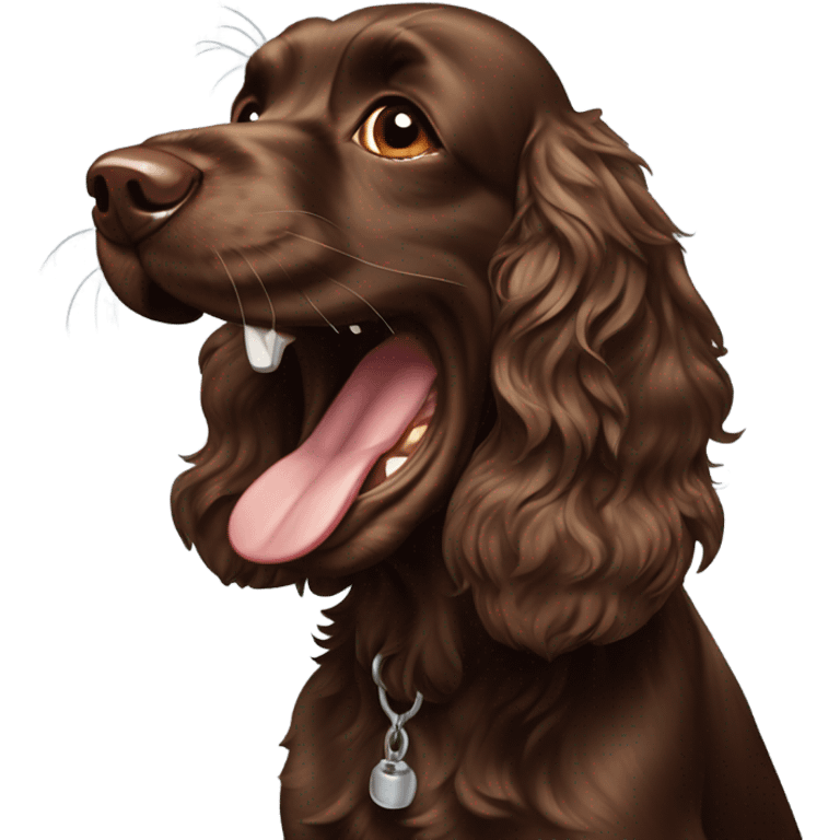 Chocolate brown cocker spaniel laughing emoji