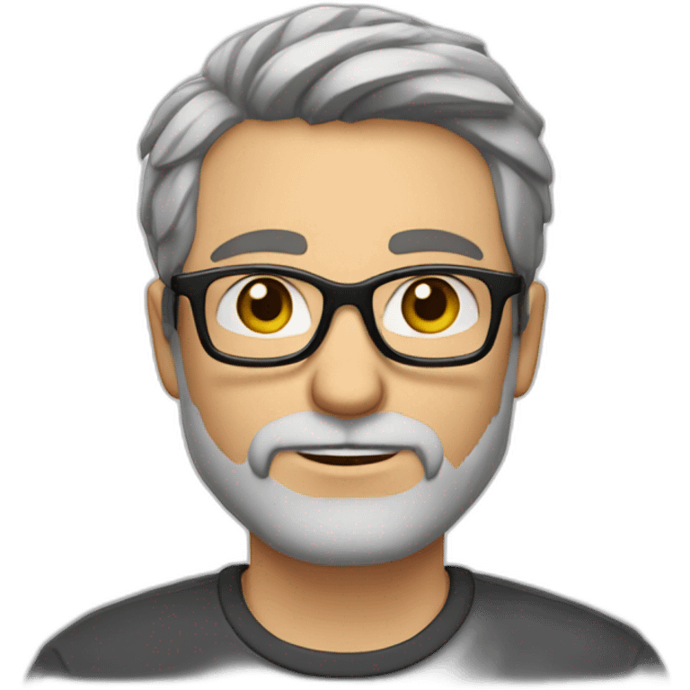 Caucasian man 40. brown eyes. short hair and short gray beard. disheveled on end. black glasses emoji