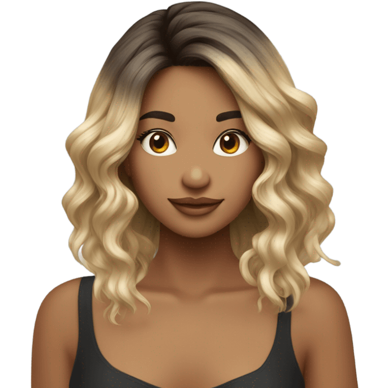 mujer con balayage y flequillo y con pecas  emoji