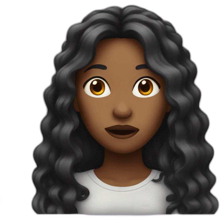 Black woman with long hair shocked emoji