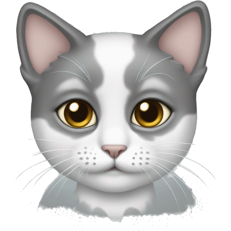 little cat white with stain grey emoji