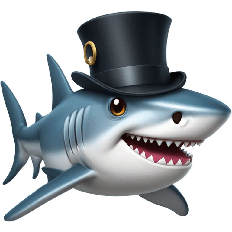 Shark with a top hat emoji