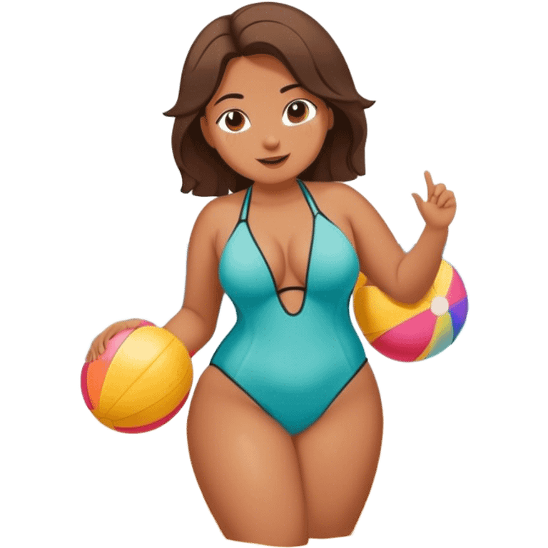 Full figured girl playing on beach emoji