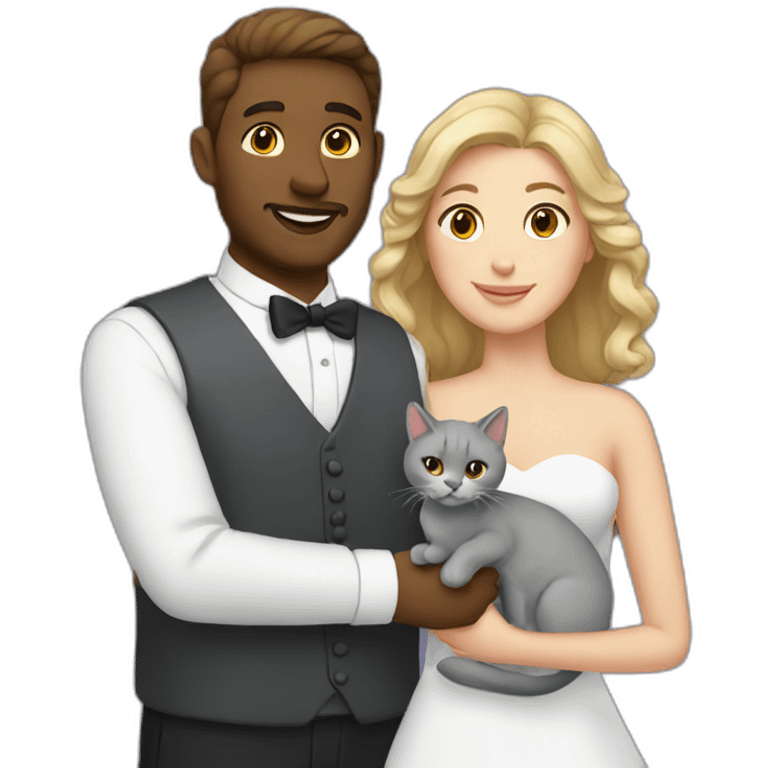 marriage and holding gray cat emoji