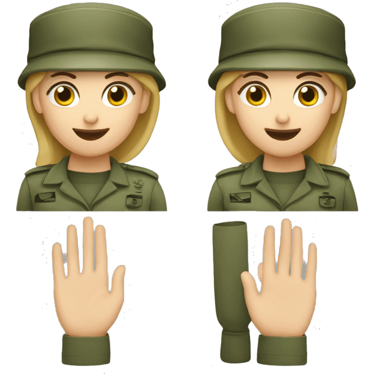 a caucasian female soldier making the military salute emoji