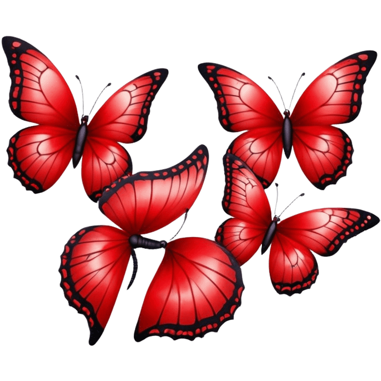  crimson butterflies with cracked porcelain red wings in gothic style emoji