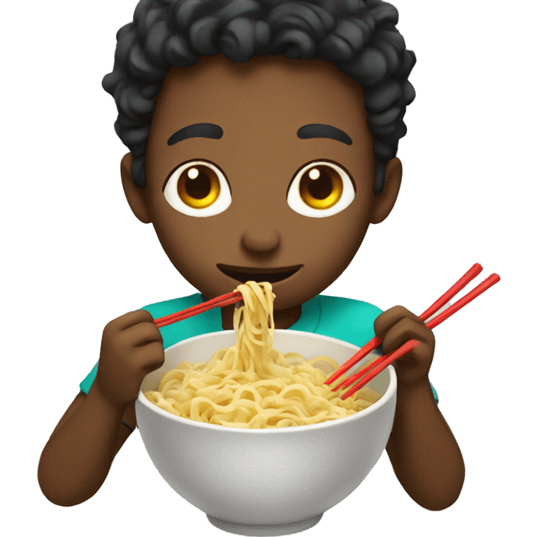 Boy is eating Noodles  emoji