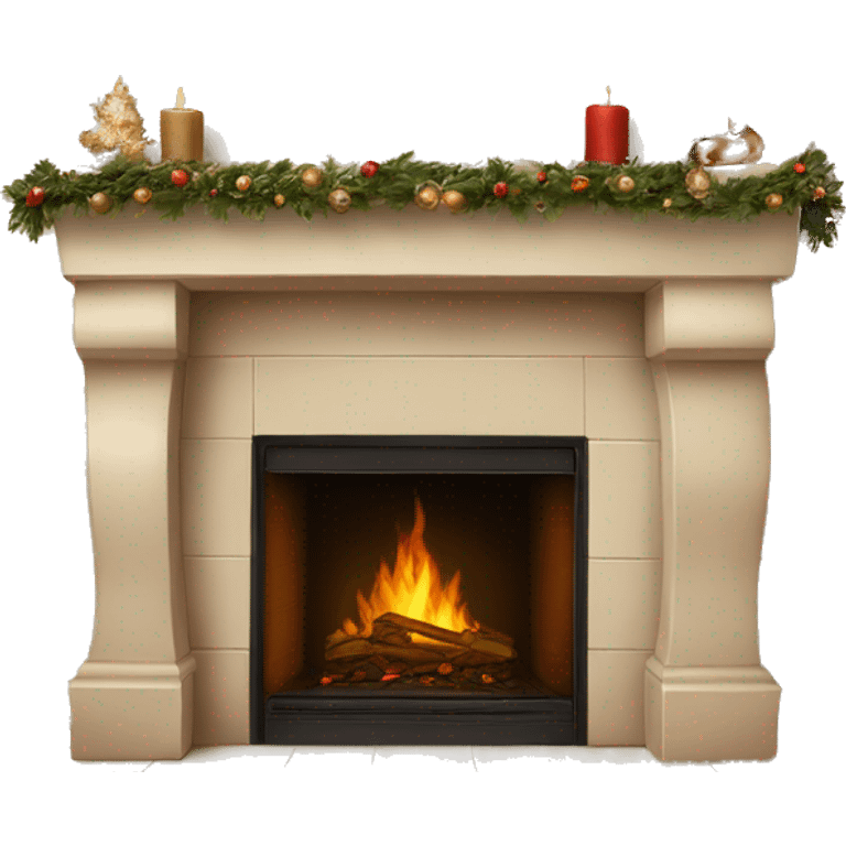 Christmas asthetic beige fireplace emoji