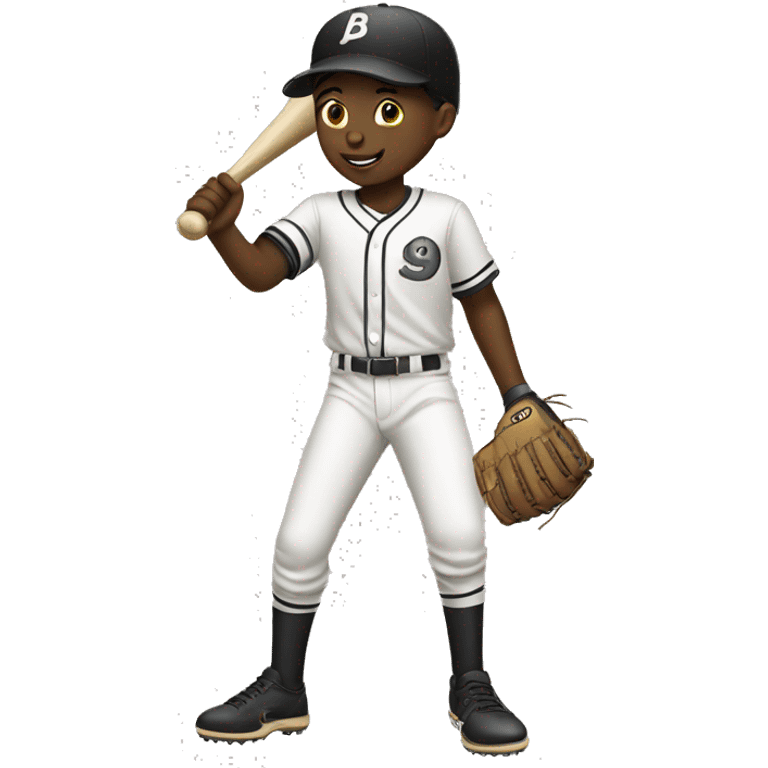 Black kid playing baseball emoji