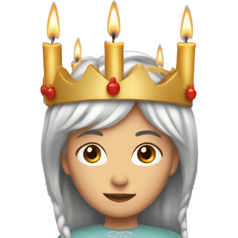 lucia with candles in her lucia crown emoji