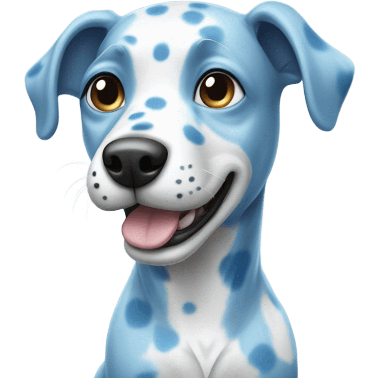 A dog with light blue skin and blue spots emoji