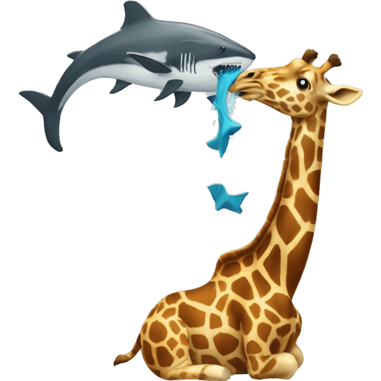 Giraffe eating a shark emoji