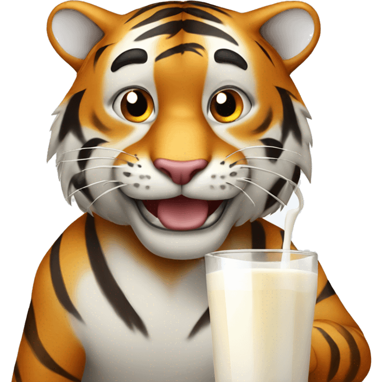 Tiger with  glass of milk emoji