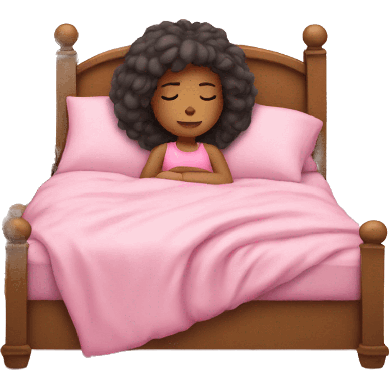 girl sleep in her pink bed emoji