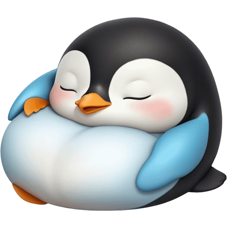 Meme-Worthy cute Sleeping Baby Penguin Portrait Emoji, Head resting peacefully with a contented smile, showcasing luxuriously soft down and a serene, slumbering gaze, Simplified yet hilariously adorable features, highly detailed, glowing with a soft, drowsy polar light, high shine, relaxed and utterly lovable, stylized with an air of playful laziness, bright and heartwarming, soft glowing outline, capturing the essence of a sleeping baby penguin that feels destined to become the next viral icon of adorable rest! emoji