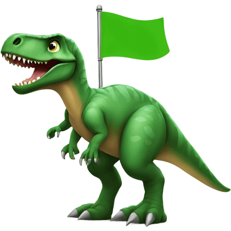 Dinosaur with green flag emoji