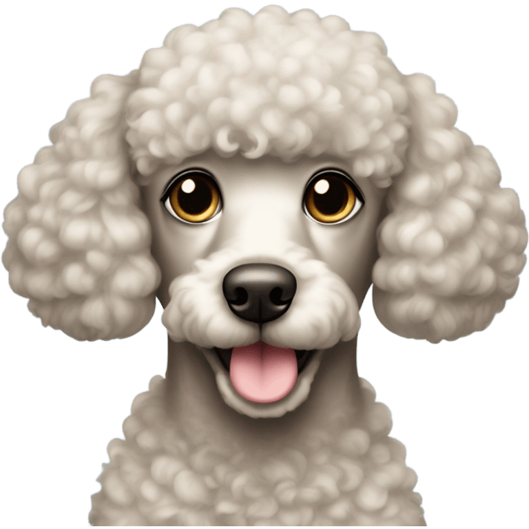 Poodle girl with black head, white chin and dark brown eyes  emoji