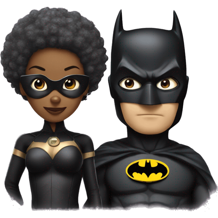 Batman and afro catwoman emoji