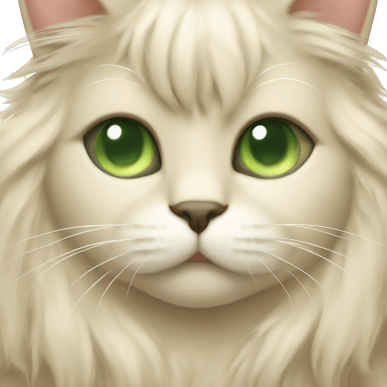 Beige cat with green eyes fluffy long hair emoji