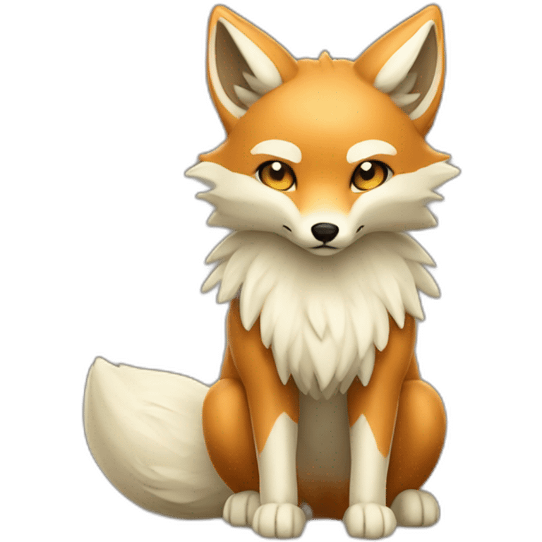 beige nine tailed fox full body emoji