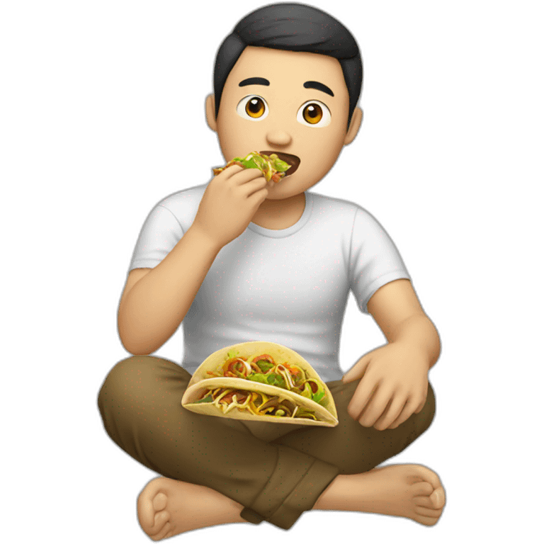 Chinese guy eating tacos emoji