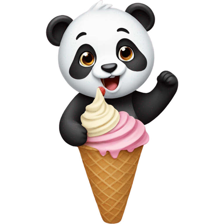 Panda eating ice cream emoji