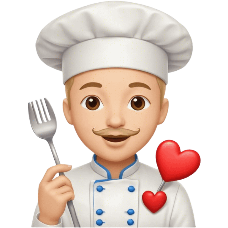 chef smiley face blowing a kiss with a heart emoji