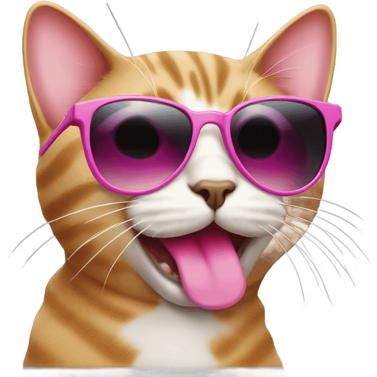 Cat with ticket tongue and sunglasses emoji