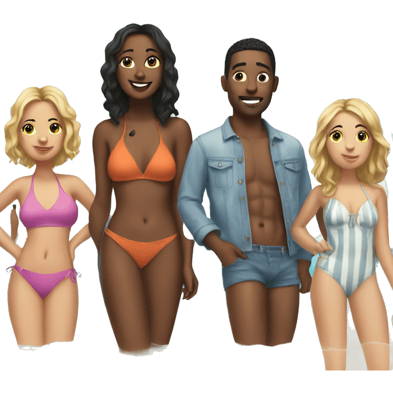 five friends in swimsuit emoji