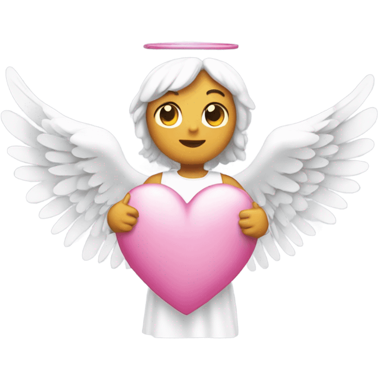 a white angel with a pink heart cut in half as her wings  emoji