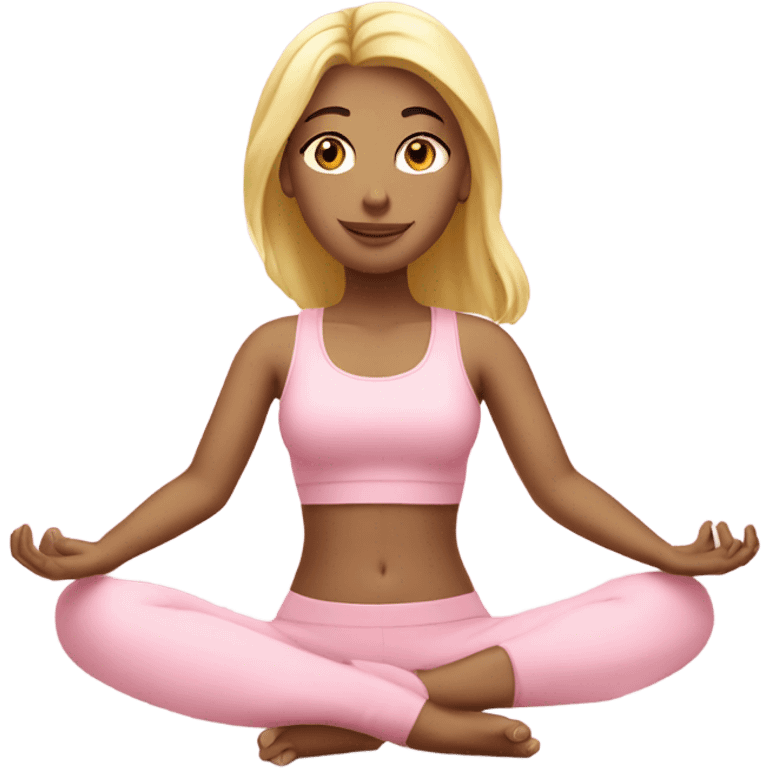 blonde yoga girl light pink clothes n emoji