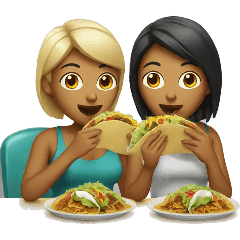 two women eating tacos emoji