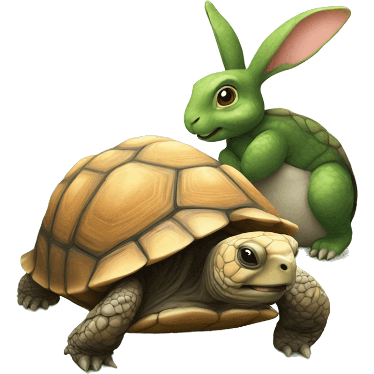 Tortoise with rabbit emoji