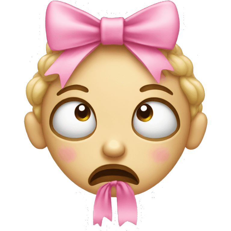 Crying emoji with pink bow emoji