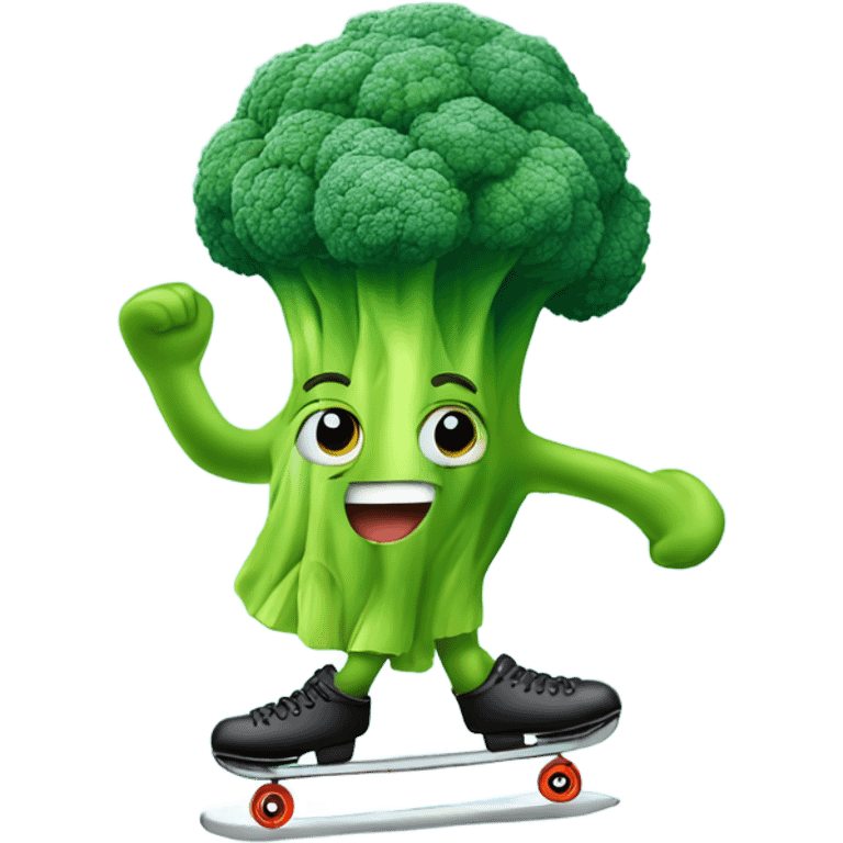 Brocoli ice skating with pompous  emoji